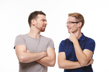 Two young men having fun talking