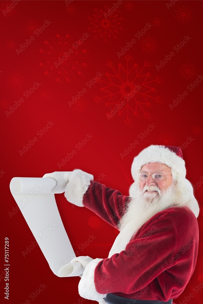 Poster composite image of father christmas holds a list