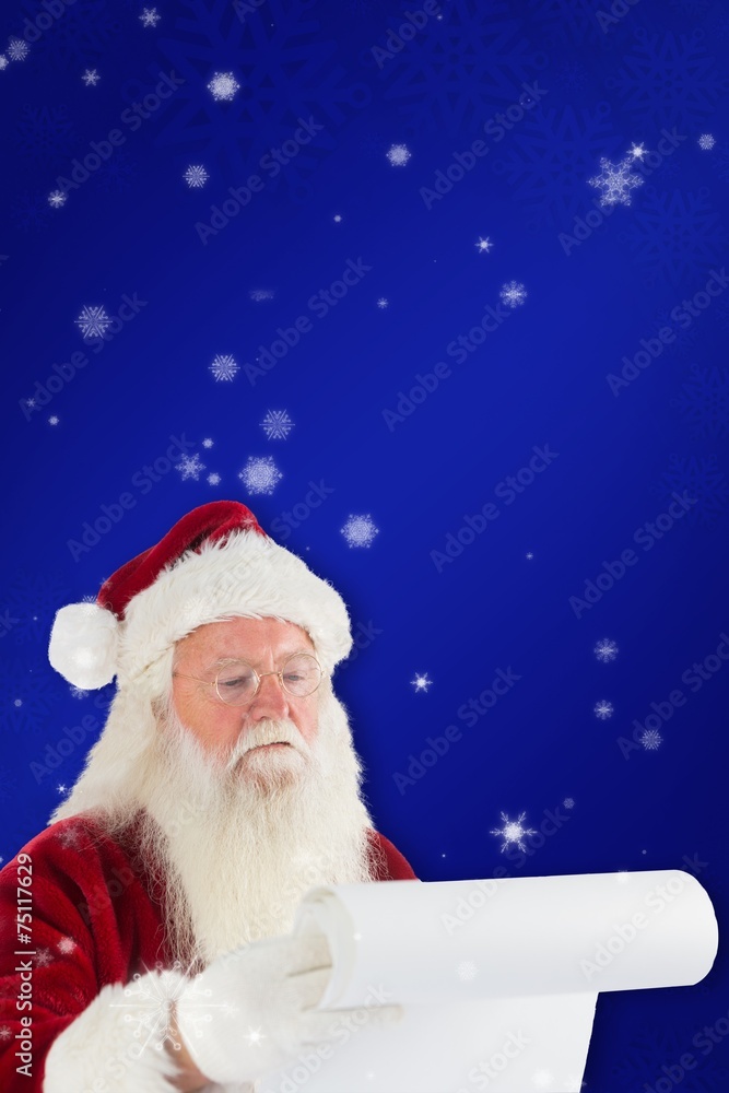 Poster Composite image of santa claus checking his list