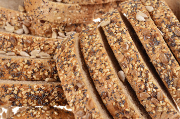 Slices  whole grain bread.Macro with shallow dof. .