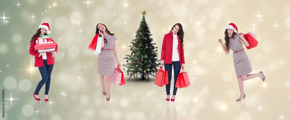 Poster Composite image of different elegant brunettes