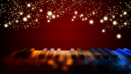 piano keys on bokeh colorful light © auimeesri