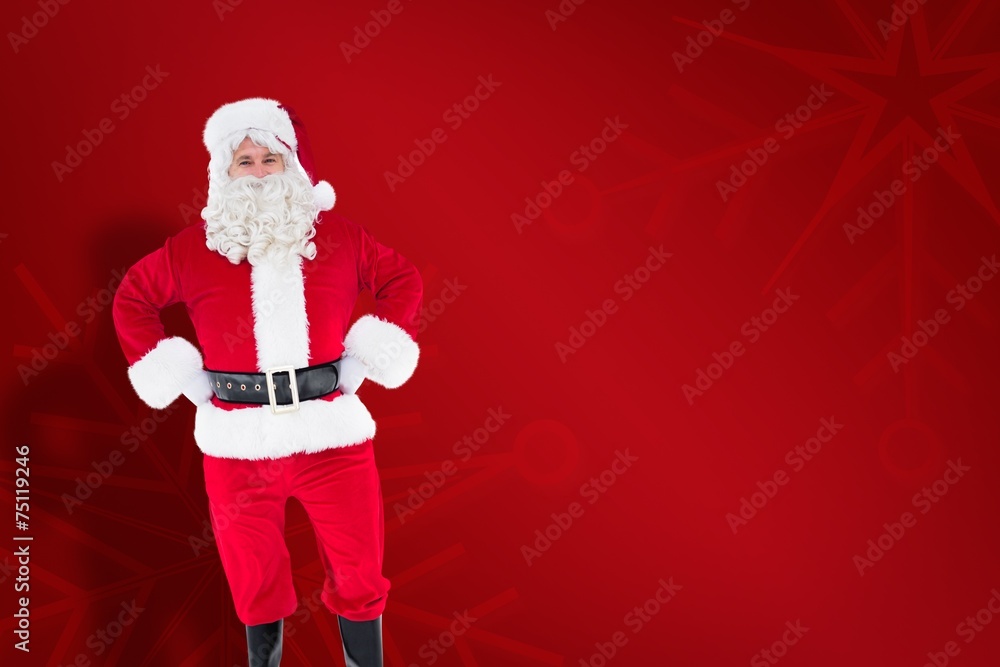 Poster composite image of portrait of santa claus with hands on hips