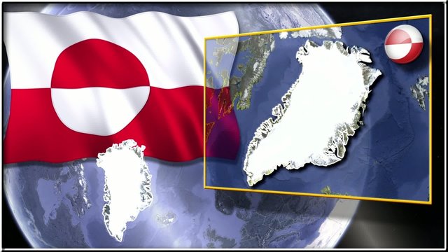 Greenland flag and map animation