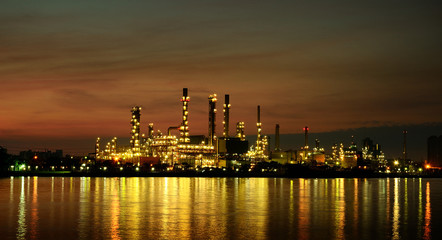 Morning  scene of Oil refinery