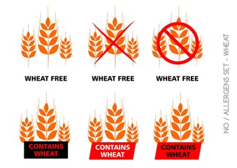 Brown Vector Wheat Free Signs isolated on white background