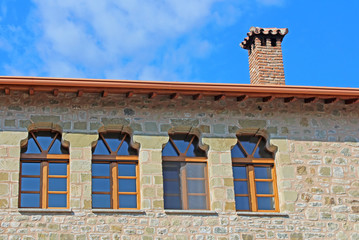Fototapeta na wymiar The roof and windows of the Monastery in Meteora, Greece