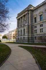 Fototapeta premium Walkway and the back of the Library of Congress in Washington, D