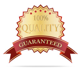 Luxury Gold and red ribbon quality guarantee shields label