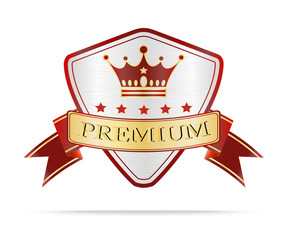 Luxury silver and red quality shields label