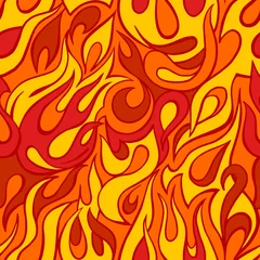 Washable wall murals Orange Fire flame seamless pattern