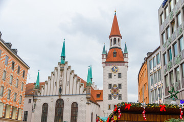 Fototapeta na wymiar Munich city center at Christmas-time