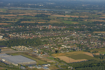 CItyscape of Rheinberg with industrial area