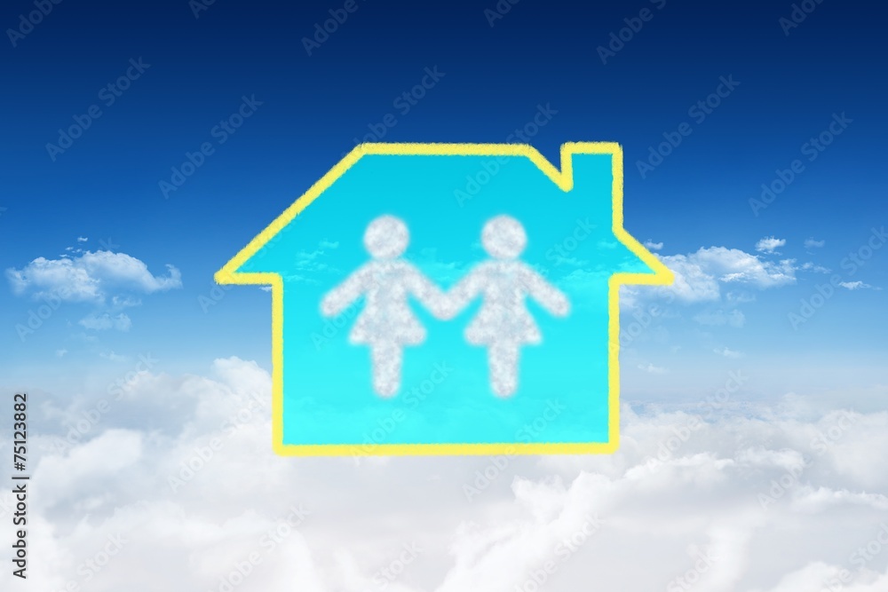 Poster composite image of cloud in shape of couple