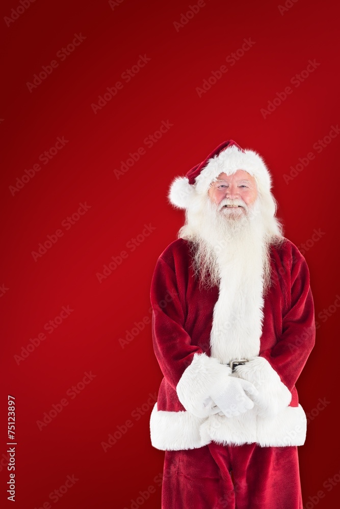 Aufkleber composite image of jolly santa smiling at camera