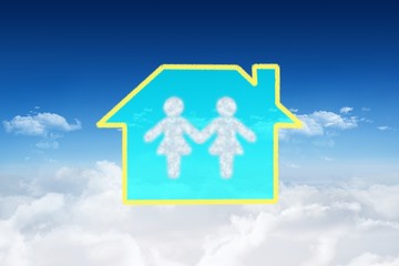 Composite image of cloud in shape of couple