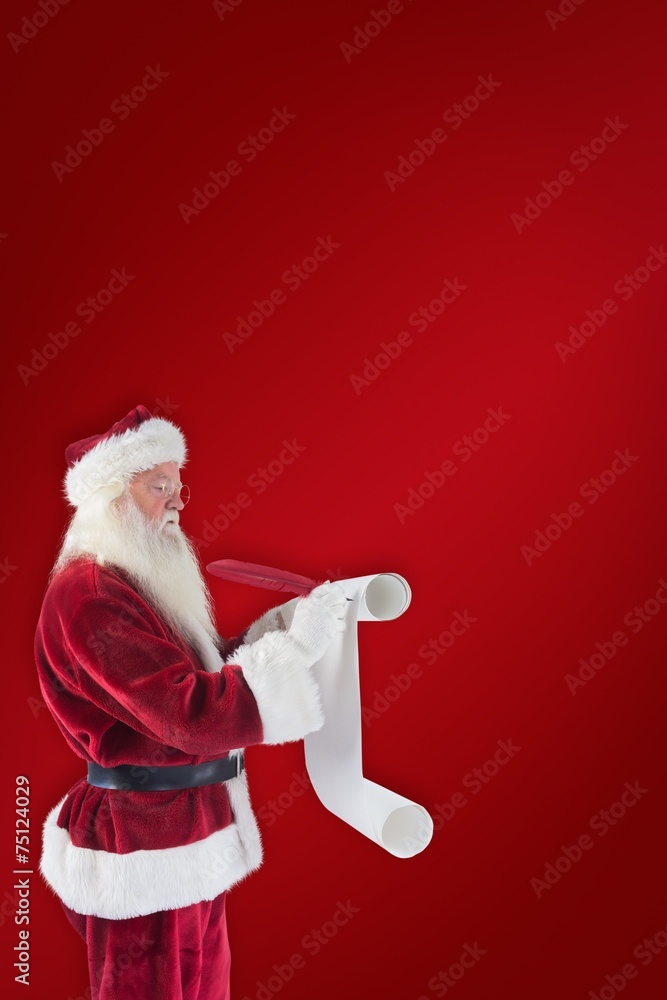 Poster composite image of father christmas writes a list