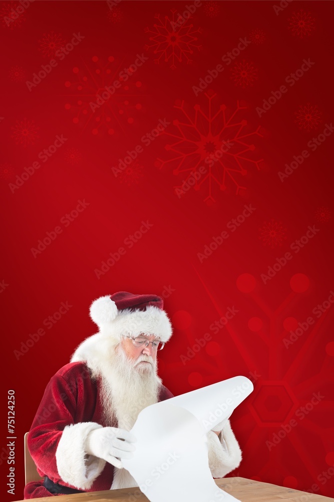 Poster composite image of santa reads a long list