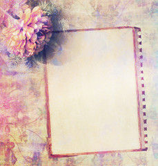 Vintage frames on grungy floral background