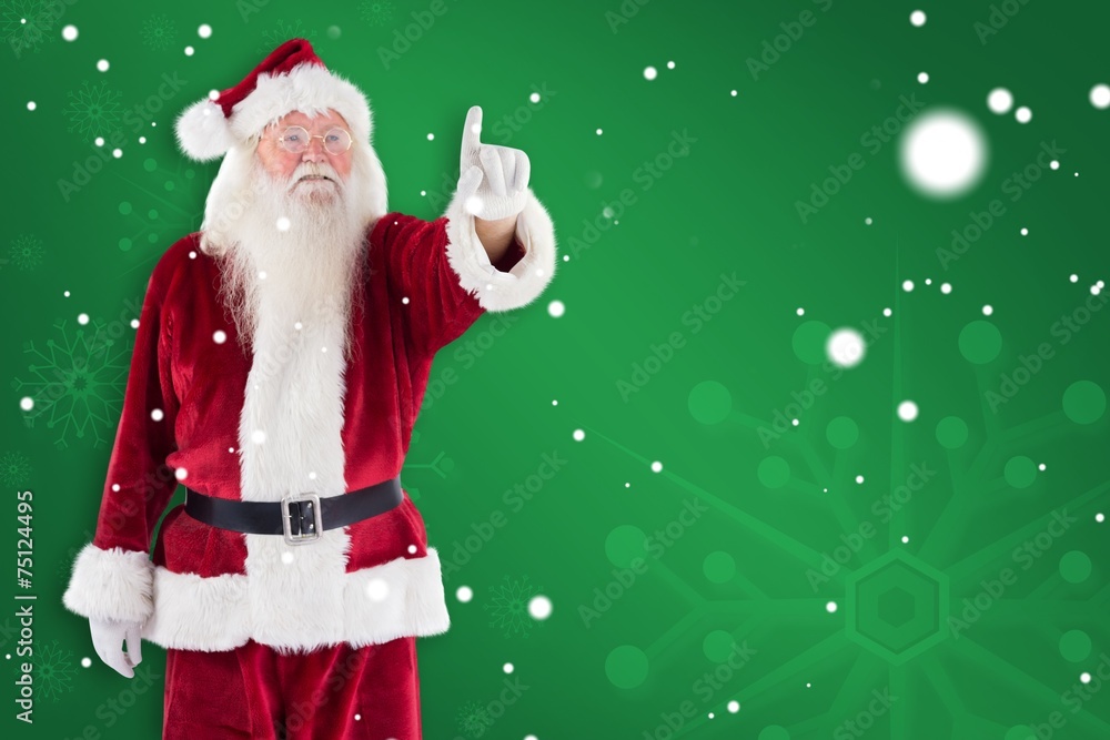 Aufkleber composite image of santa claus points at something
