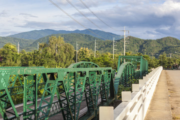 Historical bridge over the pai river in Mae hong son, Thailand