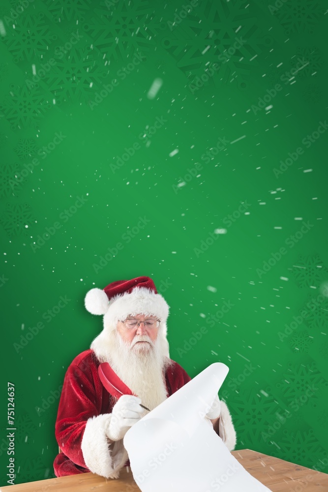 Aufkleber Composite image of santa writes something with a feather