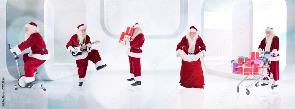 Aufkleber composite image of different santas
