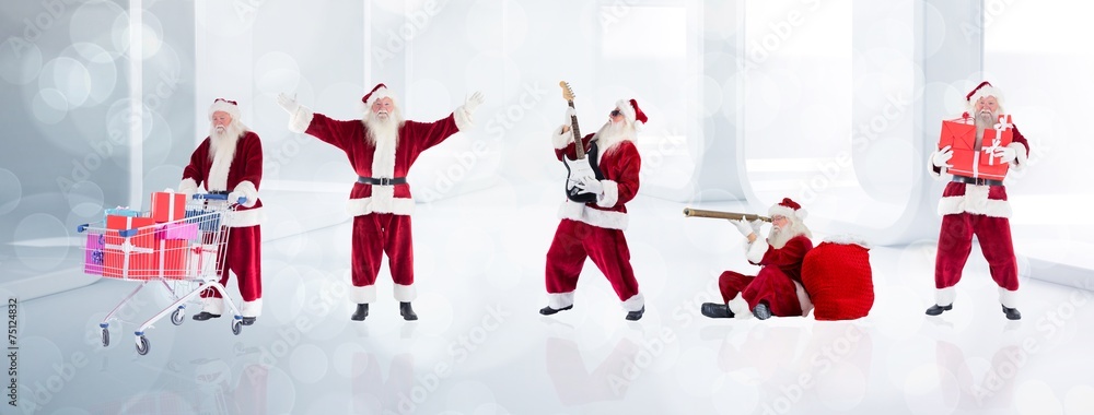 Aufkleber composite image of different santas