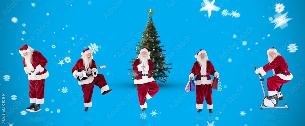 Aufkleber composite image of different santas