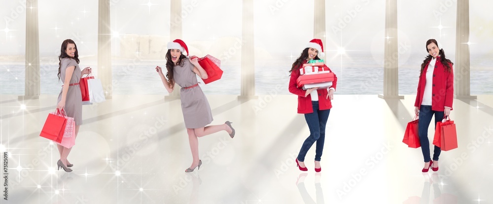 Poster composite image of different elegant brunettes