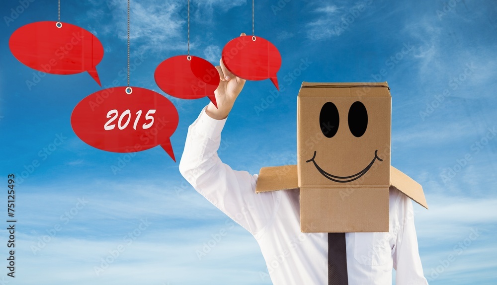 Poster Composite image of anonymous businessman with hand pointing up