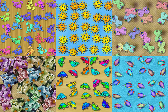 Set of cartoon seamless textures