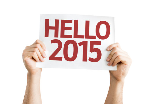 Hello 2015 card isolated on white background