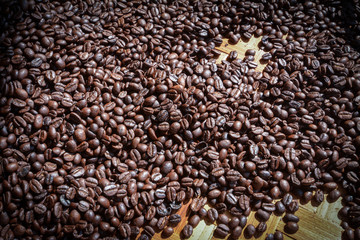 roasted coffee beans, can be used as a background 