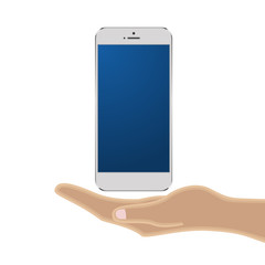 Vector Phone Cell Smart on hand. Isolated on white background.
