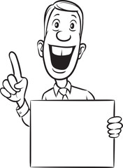 whiteboard drawing - cheerful businessman pointing finger