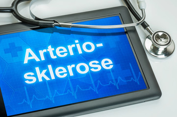 Tablet mit dem Text Arteriosklerose auf dem Display