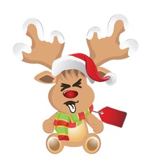 Cartoon reindeer with face emotions