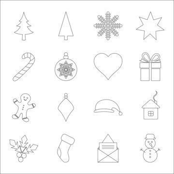 Christmas icons, vector illustration