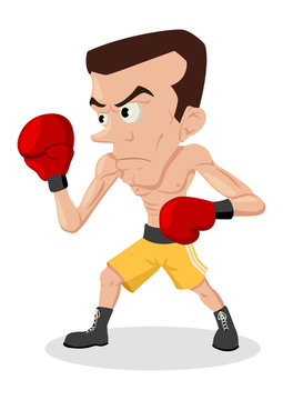 Cartoon illustration of a skinny boxer