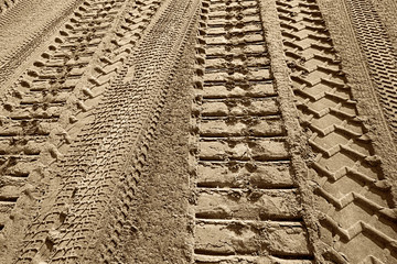 tire tracks on a beach