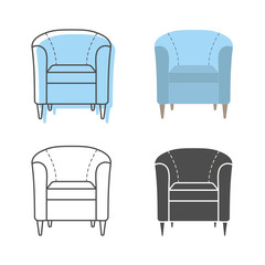 Set of colorfull and silhouette armchairs