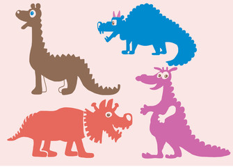 Colored silhouettes of dinosaurs