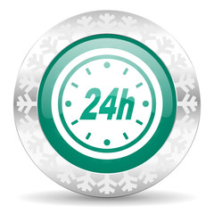 24h green icon, christmas button