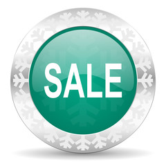 sale green icon, christmas button