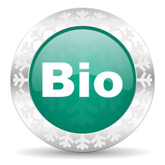 bio green icon, christmas button