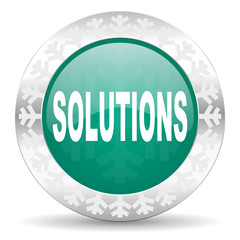 solutions green icon, christmas button