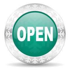 open green icon, christmas button