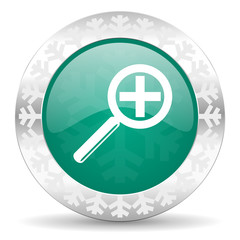 lens green icon, christmas button