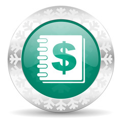 money green icon, christmas button